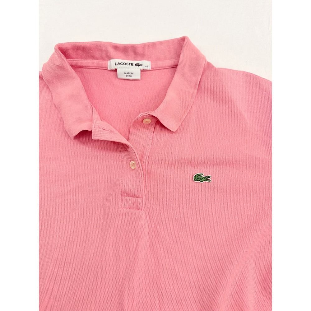 Lacoste Womens Pink Short Sleeve Stretch Pique Polo Shirt Size 42 F8332